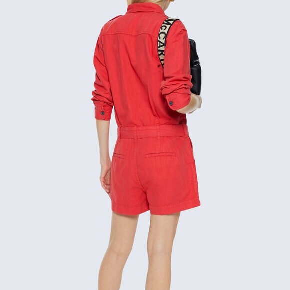 Current/Elliott Kaya Vintage Red Linen Blend Romper Size 2 (M) - Picture 2 of 6